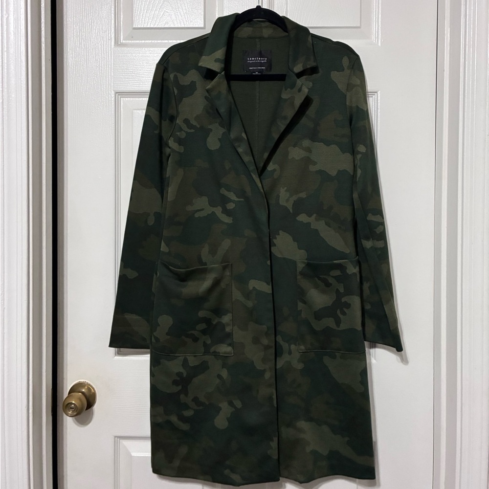 Sanctuary Olive Green Camouflage Trench Coat